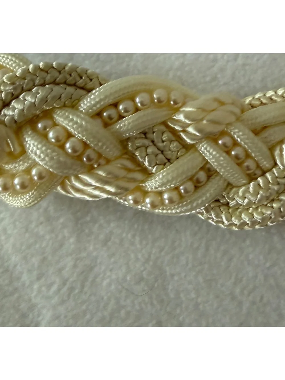 Braided  Vintage Satin and Faux Pearl 80's Belt,